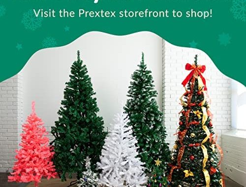 Amazon.com: Prextex 23 Inch Tabletop Mini Christmas Tree Set with Warm-White LED Lights, Star Treeto