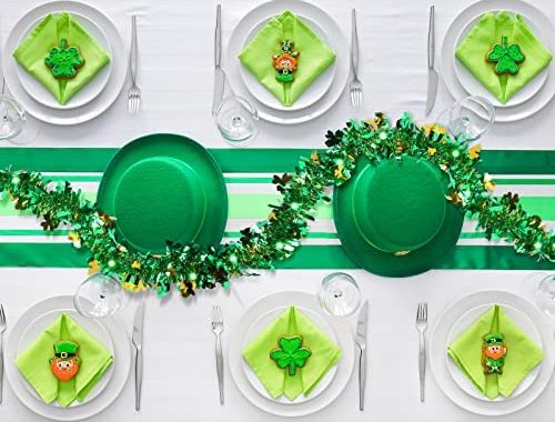 Amazon.com: ANVAVO 32.8 Feet St. Patrick's Day Tinsel Garland with 100 LED String Lights Shamrock Gr