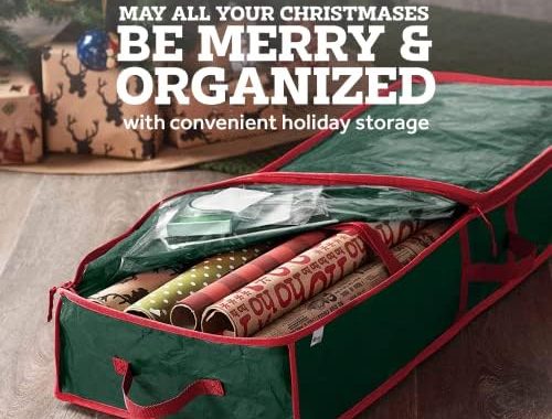 ZOBER Christmas Tree Bag & Wreath Storage Container - Holiday Decor Holders, Woven Fabric Cover,