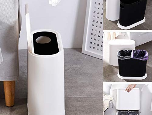 Amazon.com: Sooyee 10 Liter Rectangular Plastic Trash Can Wastebasket with Press Type Lid,2.4 Gallon