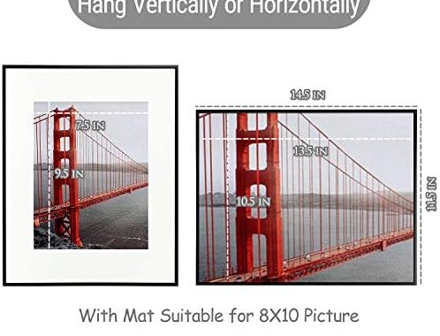 Frametory, 11x14 Aluminum Frame, 8x10 Photo with Ivory Mat for Wall Display, Sawtooth Hanger, Swivel