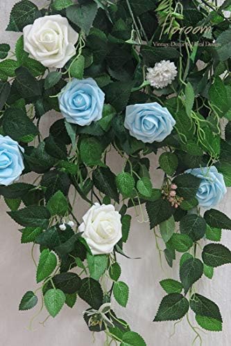 floroom Artificial Flowers 25pcs Real Looking Ivory Foam Fake Roses with Stems for DIY Wedding Bouqu