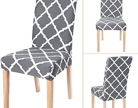 SearchI Dining Room Chair Covers Set of 6, Stretch Spandex Kitchen Chair Slipcovers Removable Washab