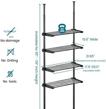 Amazon.com: ALLZONE Bathroom Organizer, Over The Toilet Storage, 4-Tier Adjustable Shelves for Small