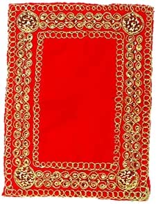 Amazon.com: Aditri Creation Red Velvet Pooja Mat Aasan Set of 2 Decorative Puja Cloth Item for Multi