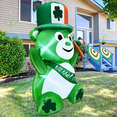 Amazon.com: TURNMEON 4 Ft St. Patrick's Day Inflatable Outdoor Decoration Blow Up Bear Holds Irish F
