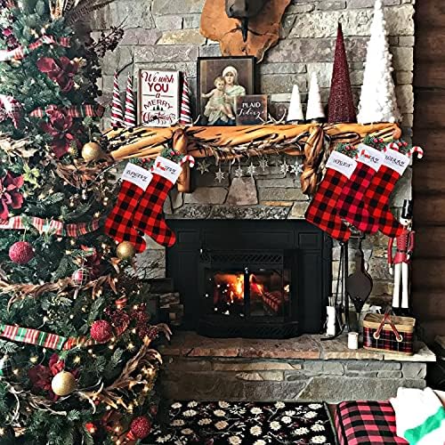 Amazon.com: DIYASY Christmas Red Black Buffalo Plaid Stockings,6 Pack 18 Inches Large Plaid Stocking