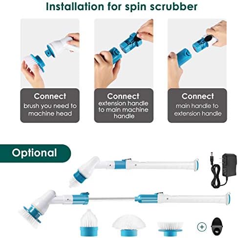 Amazon.com: Rechargeable Electric Spin Scrubber - 6 Replaceable Cleaning Brush Heads, Cordless Showe