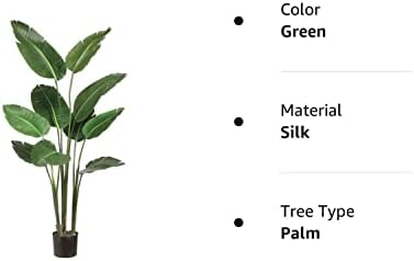 Amazon.com: One 5 Foot Artificial Silk Bird of Paradise Palm Tree Potted Plant : Home & Kitchen