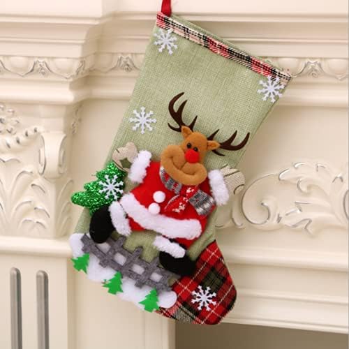 HIPOTUO 4PCS 12" Christmas Stocking Classic Large Stockings Santa Snowman Reindeer Bear Xmas Charact