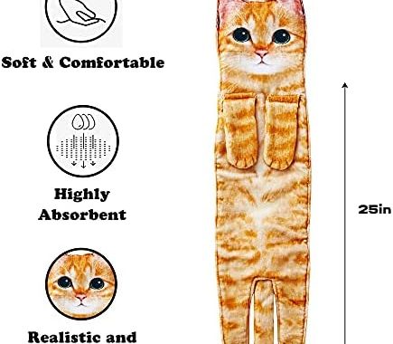 AGRIMONY Cat Funny Hand Towels for Bathroom Kitchen - Cute Decorative Cat Decor Hanging Washcloths F