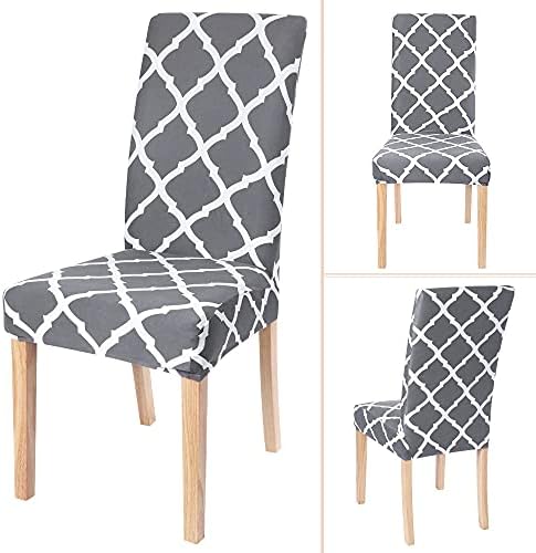SearchI Dining Room Chair Covers Set of 6, Stretch Spandex Kitchen Chair Slipcovers Removable Washab