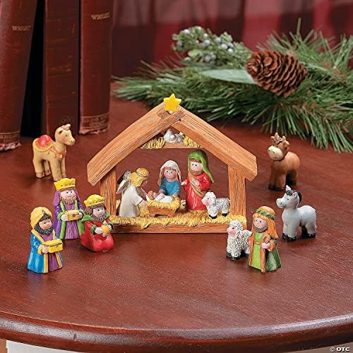 Amazon.com: Mini Christmas Nativity Set - 9 Piece Set includes Manger and 8 Figurines - Kids Decorat