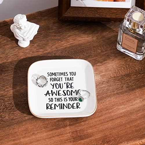 PUDDING CABIN Inspirational Gifts for Women Ring Dish You're Awesome So This is Your Remind Birthday