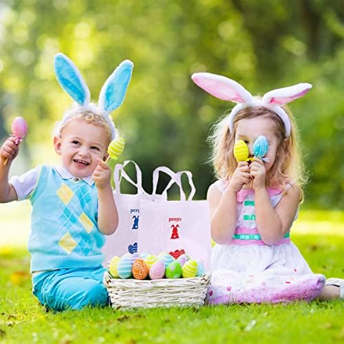 Amazon.com: 6 Pack Easter Basket Bags Easter Egg Bunny Gifts Happy Easter Rabbit Peeps Non-Woven Tot