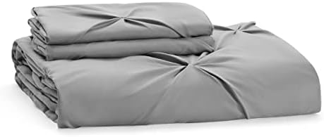 Bedsure Grey Duvet Cover Queen Size - Pinch Pleated Queen Size Duvet Cover with Zipper Closure, Micr