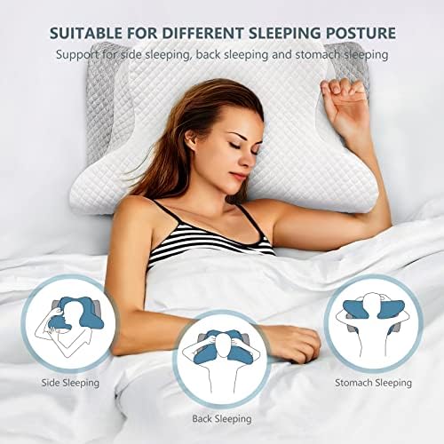ZAMAT Adjustable Cervical Memory Foam Pillow, Odorless Neck Pillows for Pain Relief, Orthopedic Cont